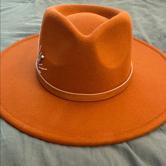 Stylish Orange Fedora Hat - Picture 2 of 4